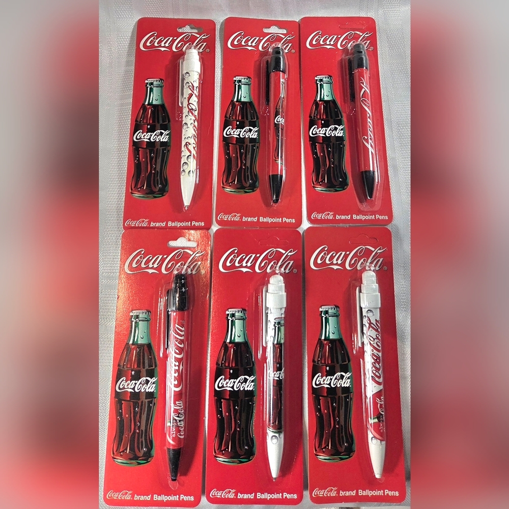 6 Vintage Coca-Cola Ballpoint Pens - Packaged Collectible